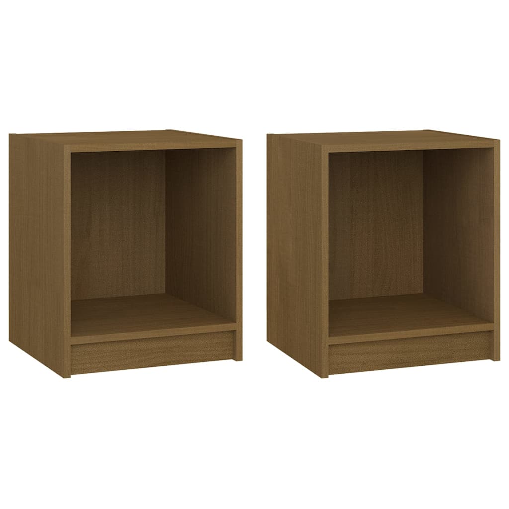 Nattbord 2 stk 35,5x33,5x41,5 cm heltre furu honningbrun
