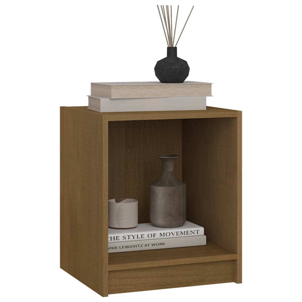 Nattbord 2 stk 35,5x33,5x41,5 cm heltre furu honningbrun