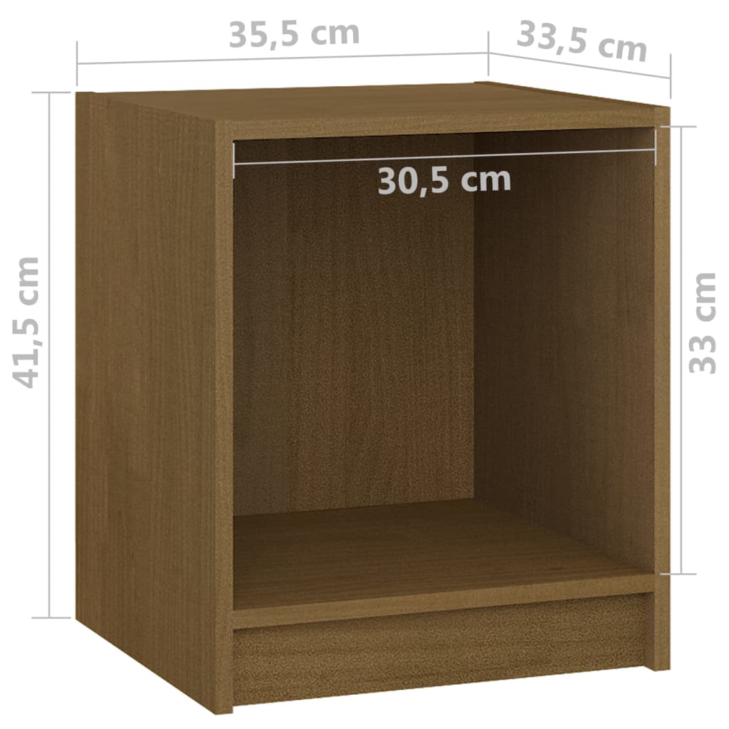 Nattbord 2 stk 35,5x33,5x41,5 cm heltre furu honningbrun
