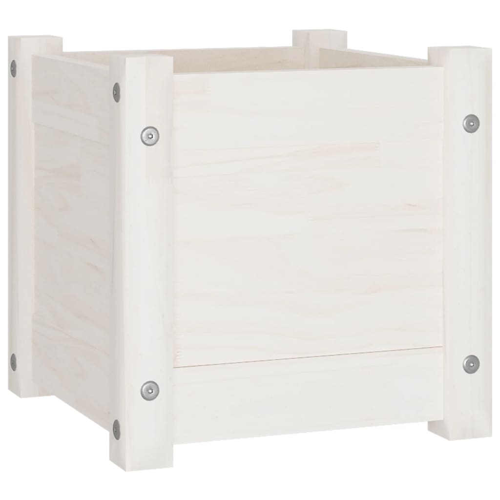 Plantekasse hvit 31x31x31 cm heltre furu