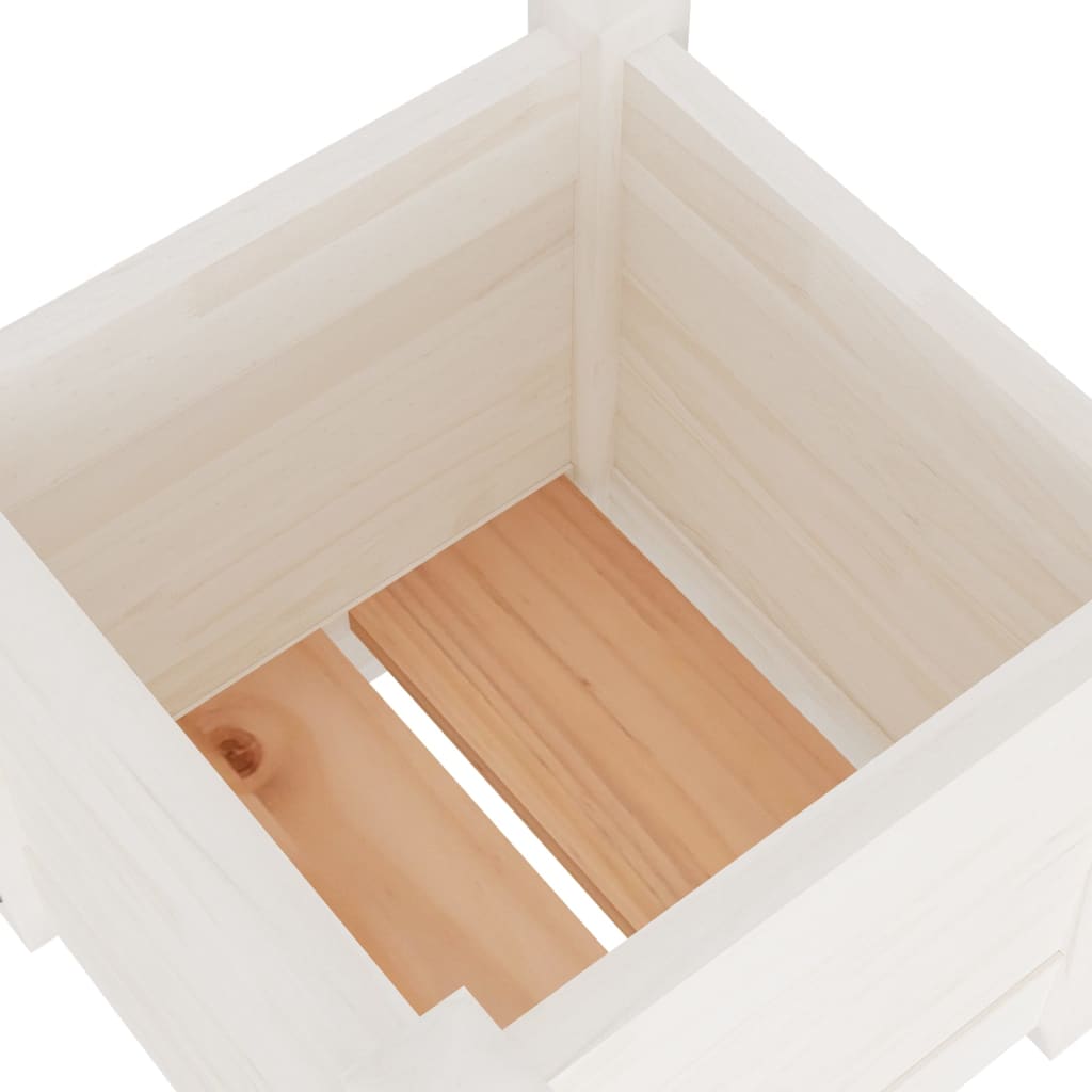 Plantekasse hvit 31x31x31 cm heltre furu
