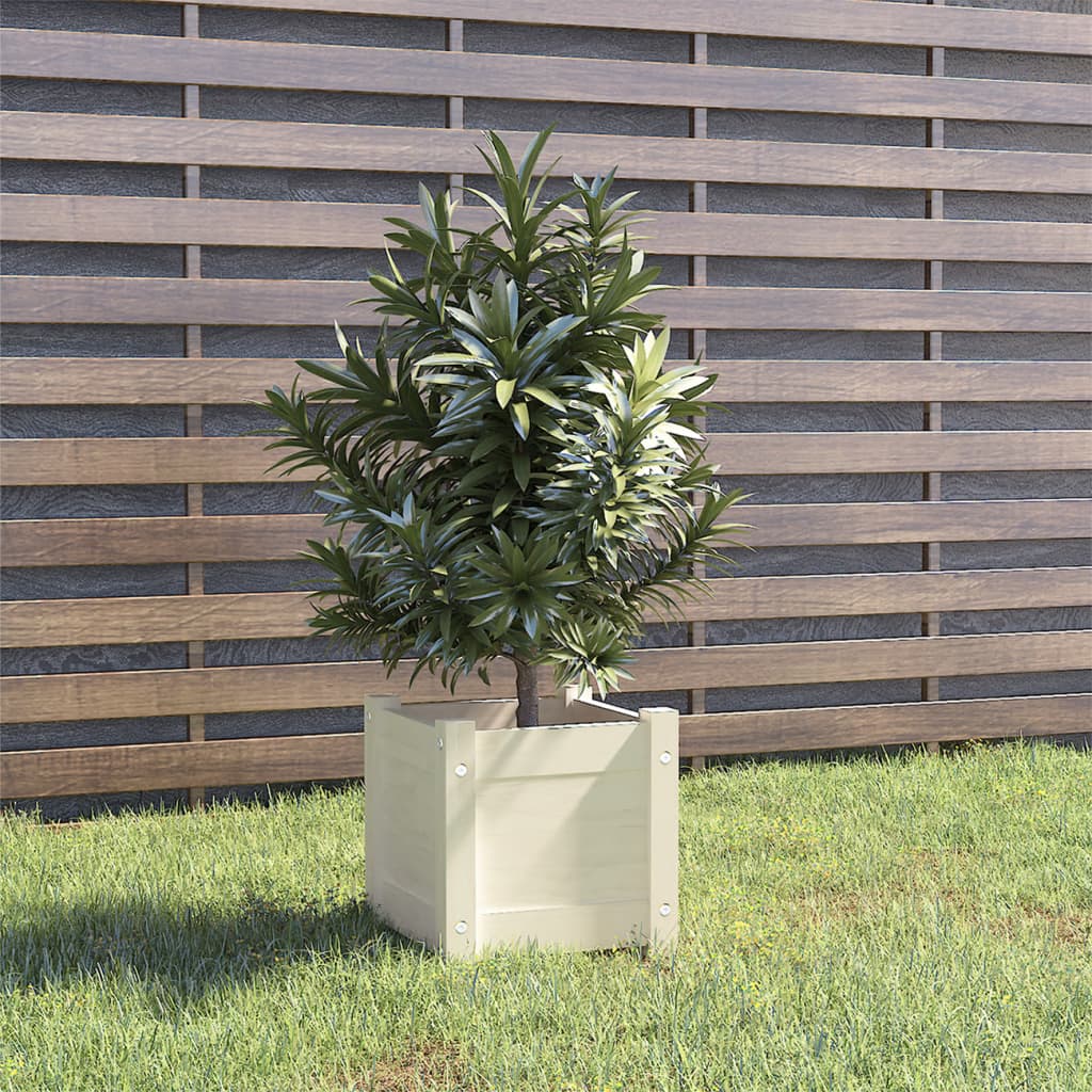Plantekasse hvit 31x31x31 cm heltre furu