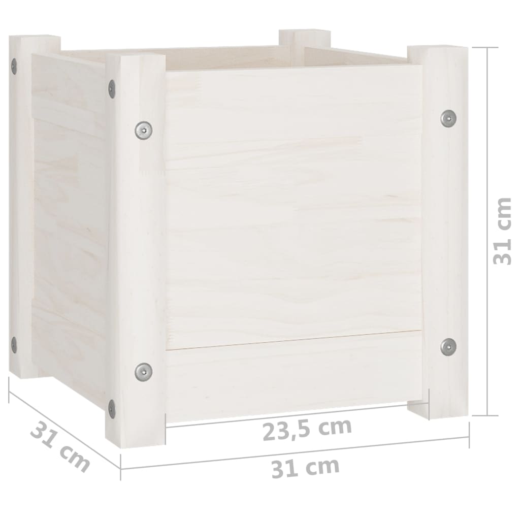 Plantekasser 2 stk hvit 31x31x31 cm heltre furu