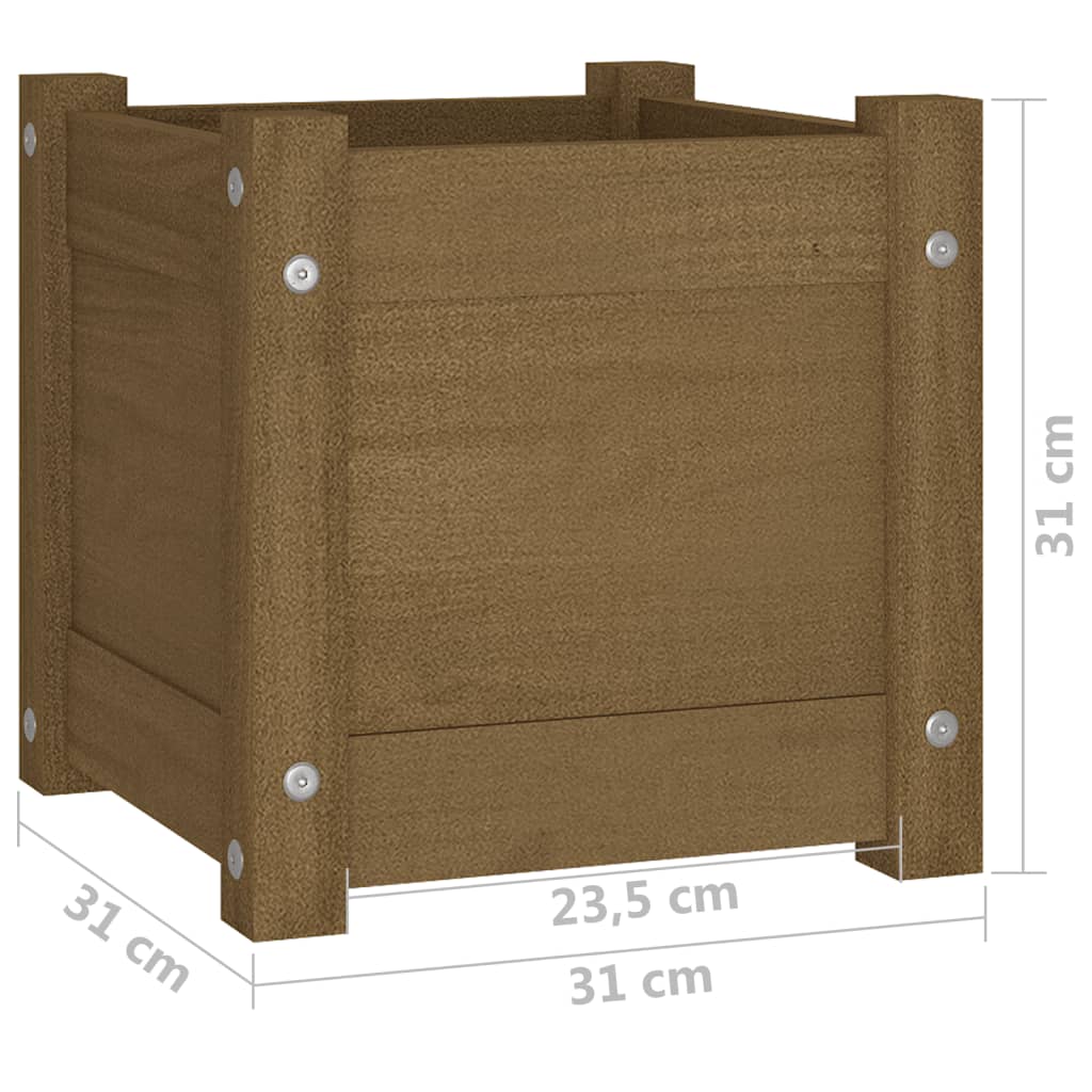 Plantekasser 2 stk honningbrun 31x31x31 cm heltre furu