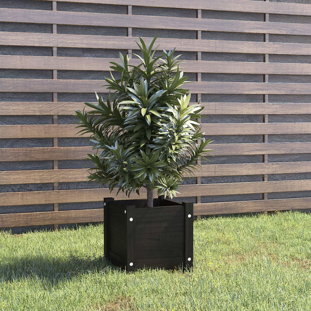 Plantekasse svart 31x31x31 cm heltre furu