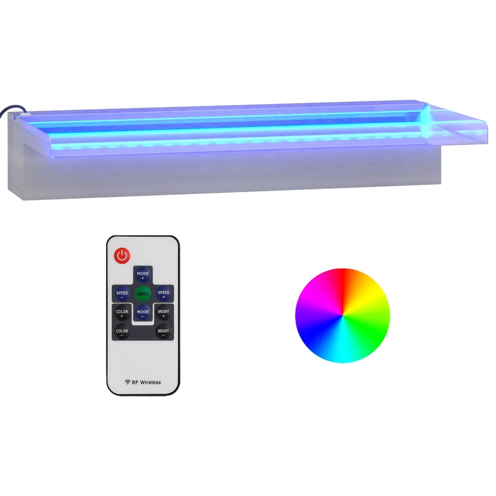 Vannfall med RGB LED rustfritt stål 45 cm
