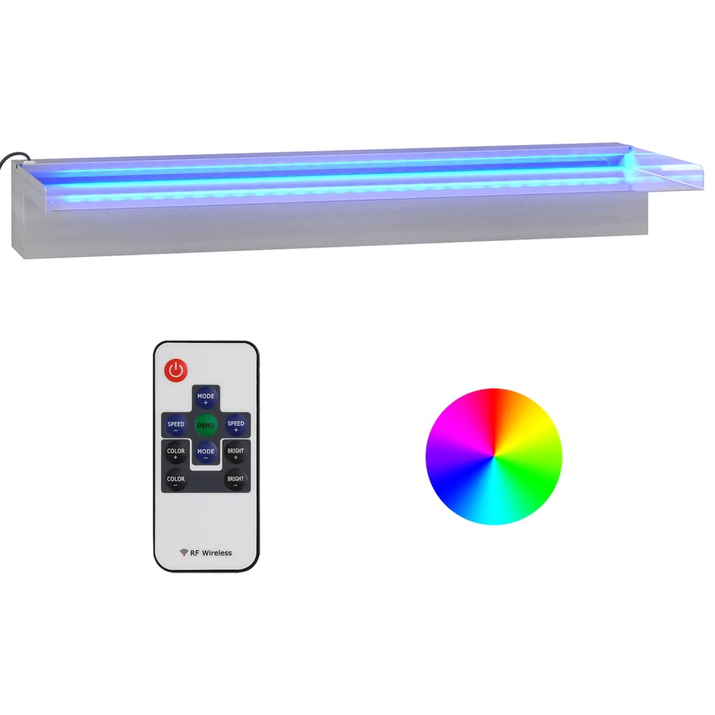 Vannfall med RGB LED rustfritt stål 60 cm