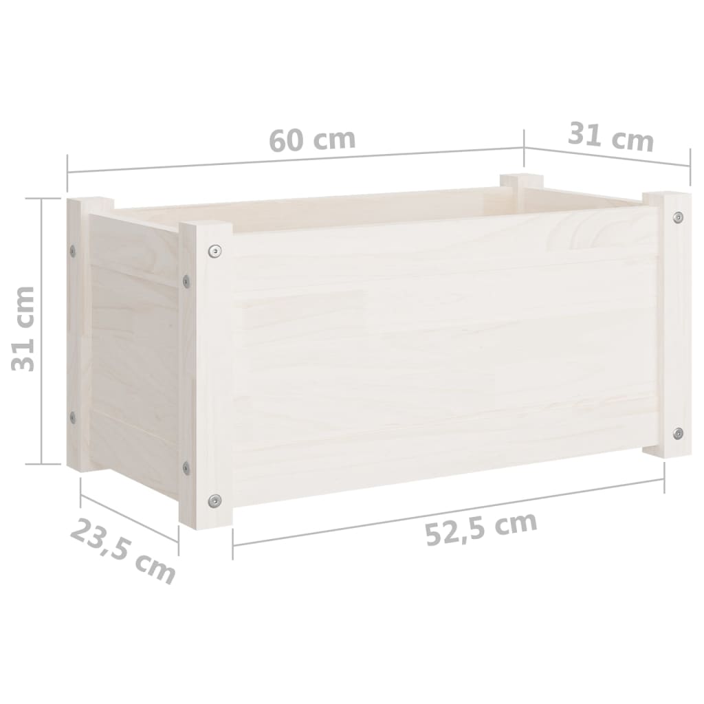 Plantekasser 2 stk hvit 60x31x31 cm heltre furu