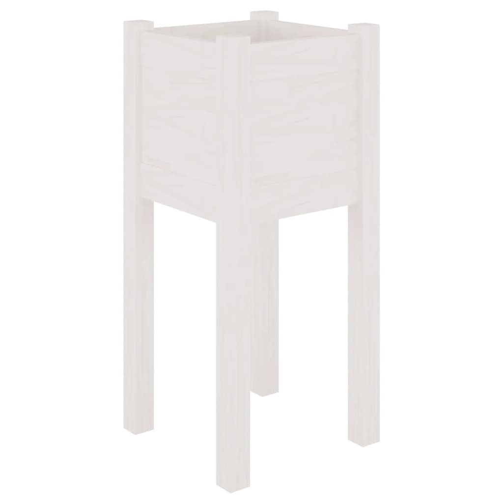 Plantekasse hvit 31x31x70 cm heltre furu