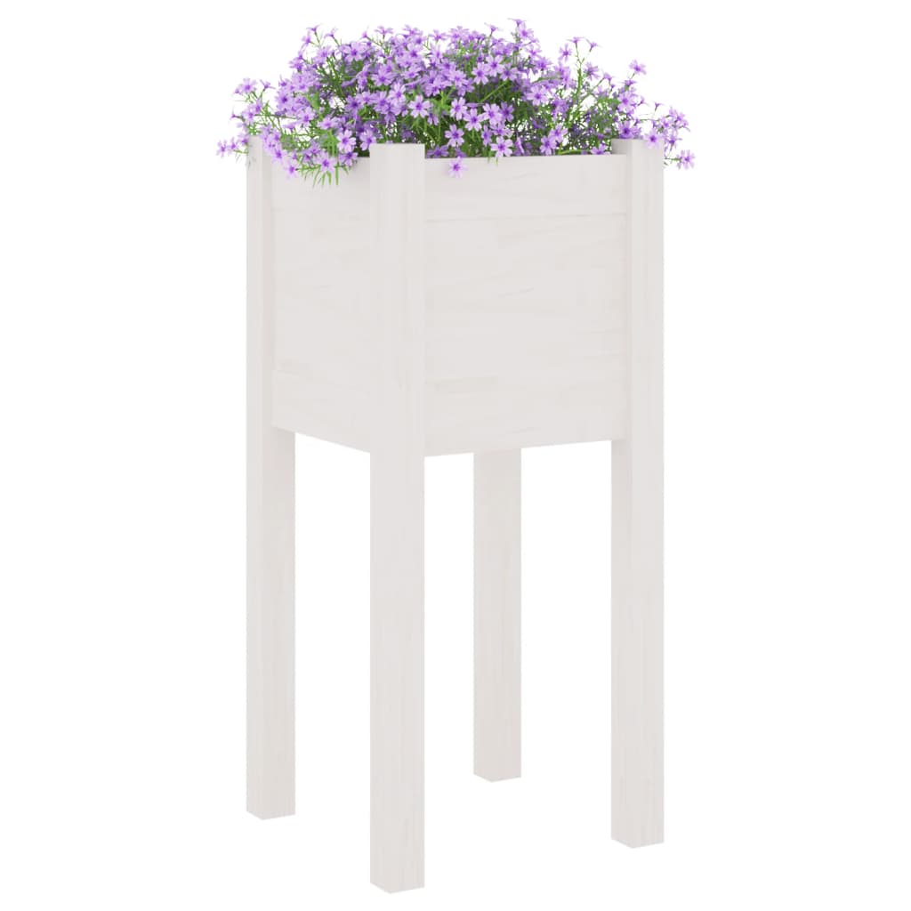Plantekasse hvit 31x31x70 cm heltre furu