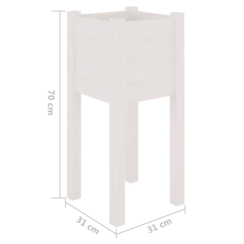 Plantekasse hvit 31x31x70 cm heltre furu