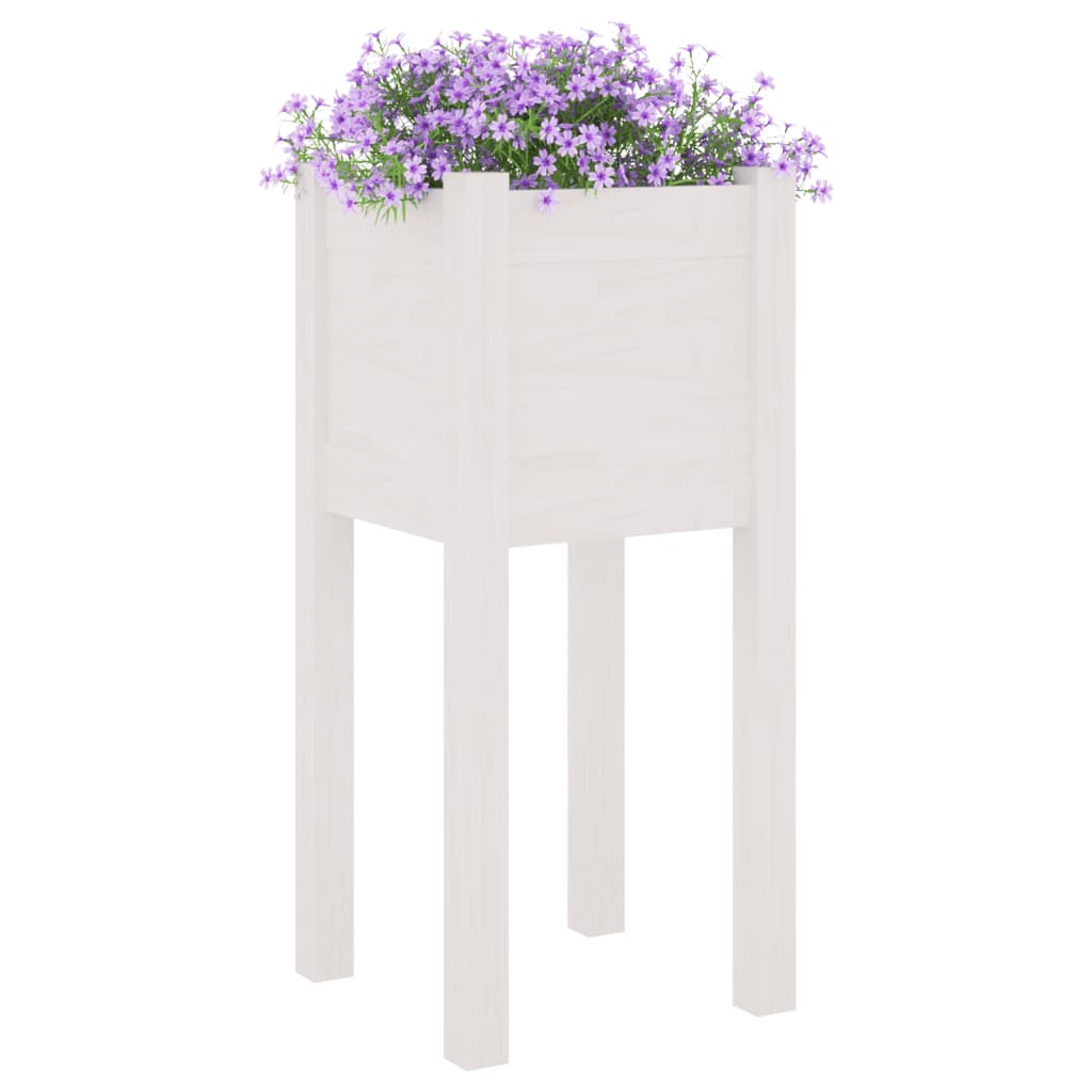 Plantekasser 2 stk hvit 31x31x70 cm heltre furu