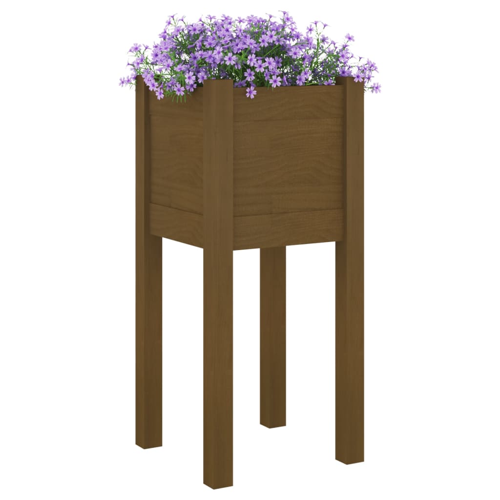 Plantekasser 2 stk honningbrun 31x31x70 cm heltre furu