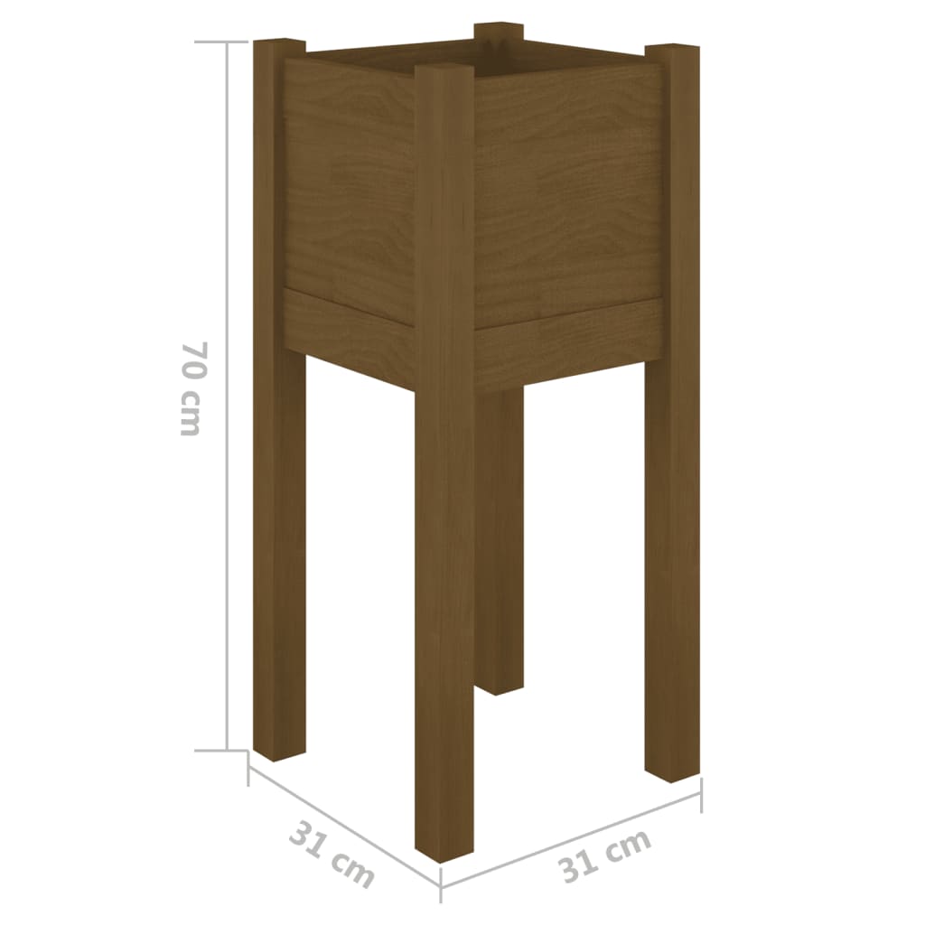 Plantekasser 2 stk honningbrun 31x31x70 cm heltre furu