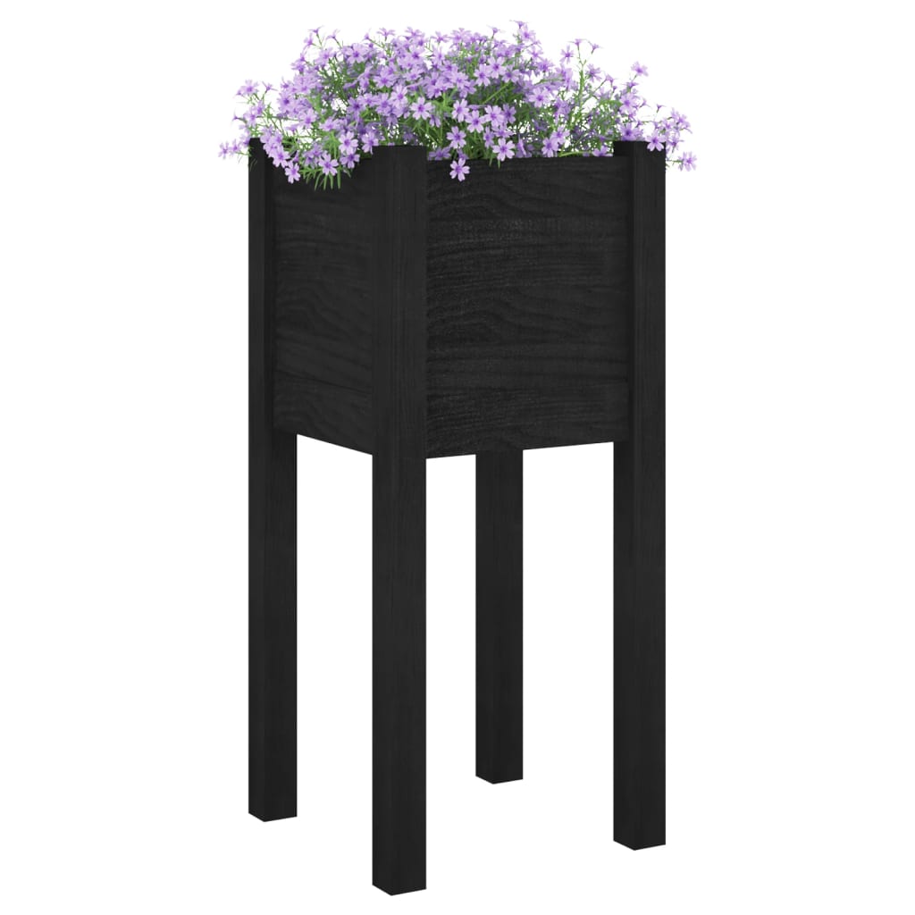 Plantekasser 2 stk svart 31x31x70 cm heltre furu