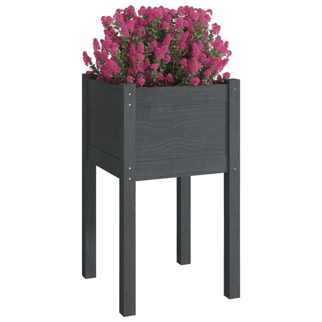 Plantekasser 2 stk 40x40x70 cm heltre furu grå