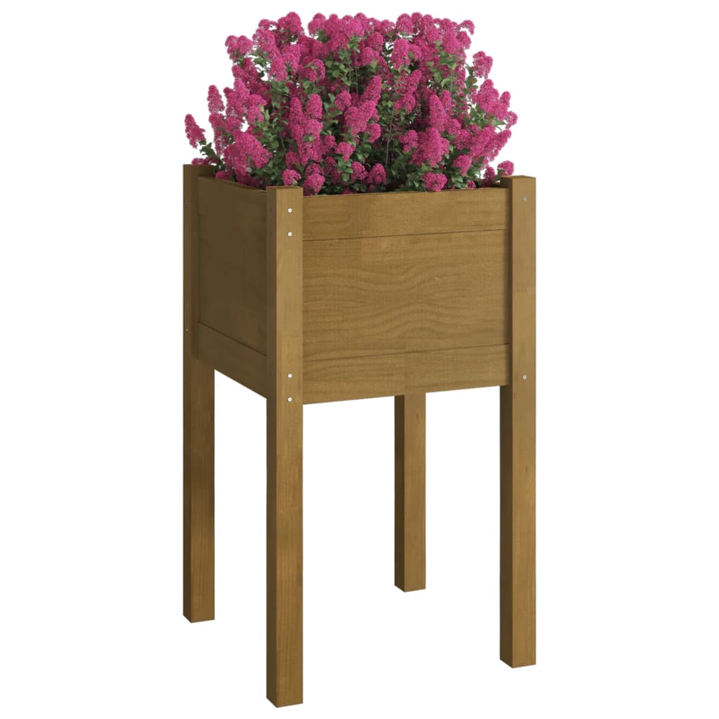 Plantekasser 2 stk 40x40x70 cm heltre furu honningbrun
