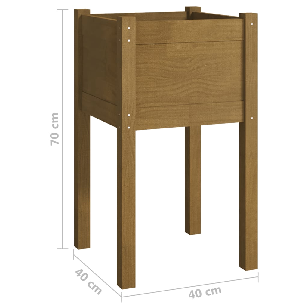 Plantekasser 2 stk 40x40x70 cm heltre furu honningbrun