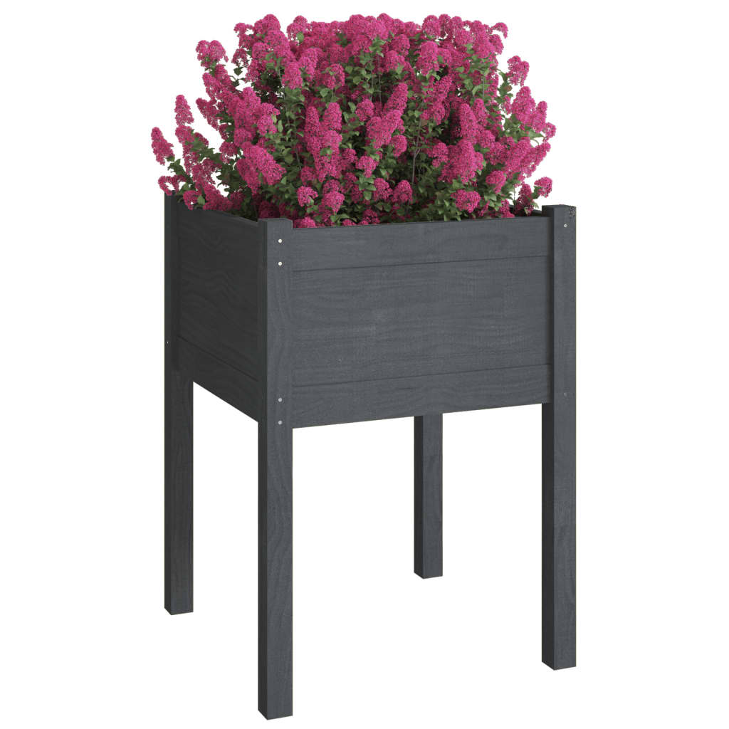 Plantekasser 2 stk grå 50x50x70 cm heltre furu