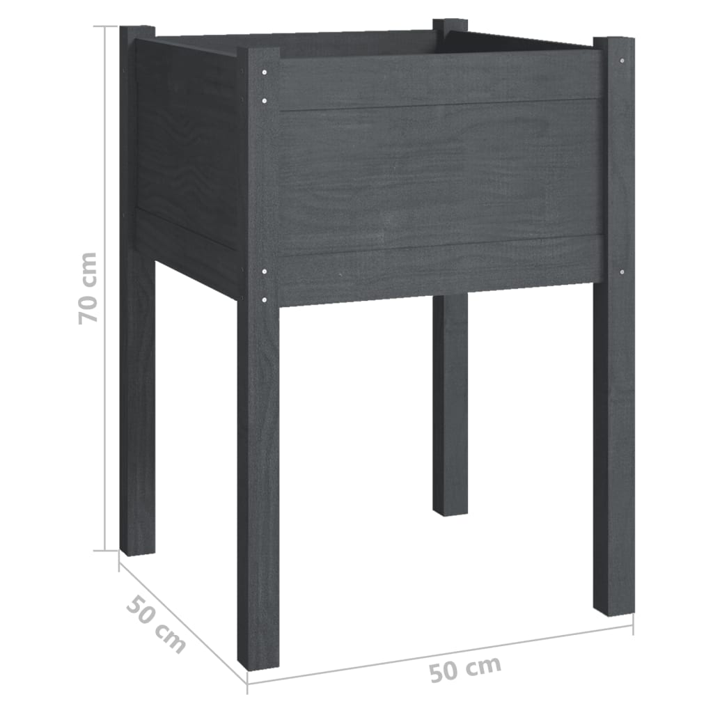 Plantekasser 2 stk grå 50x50x70 cm heltre furu