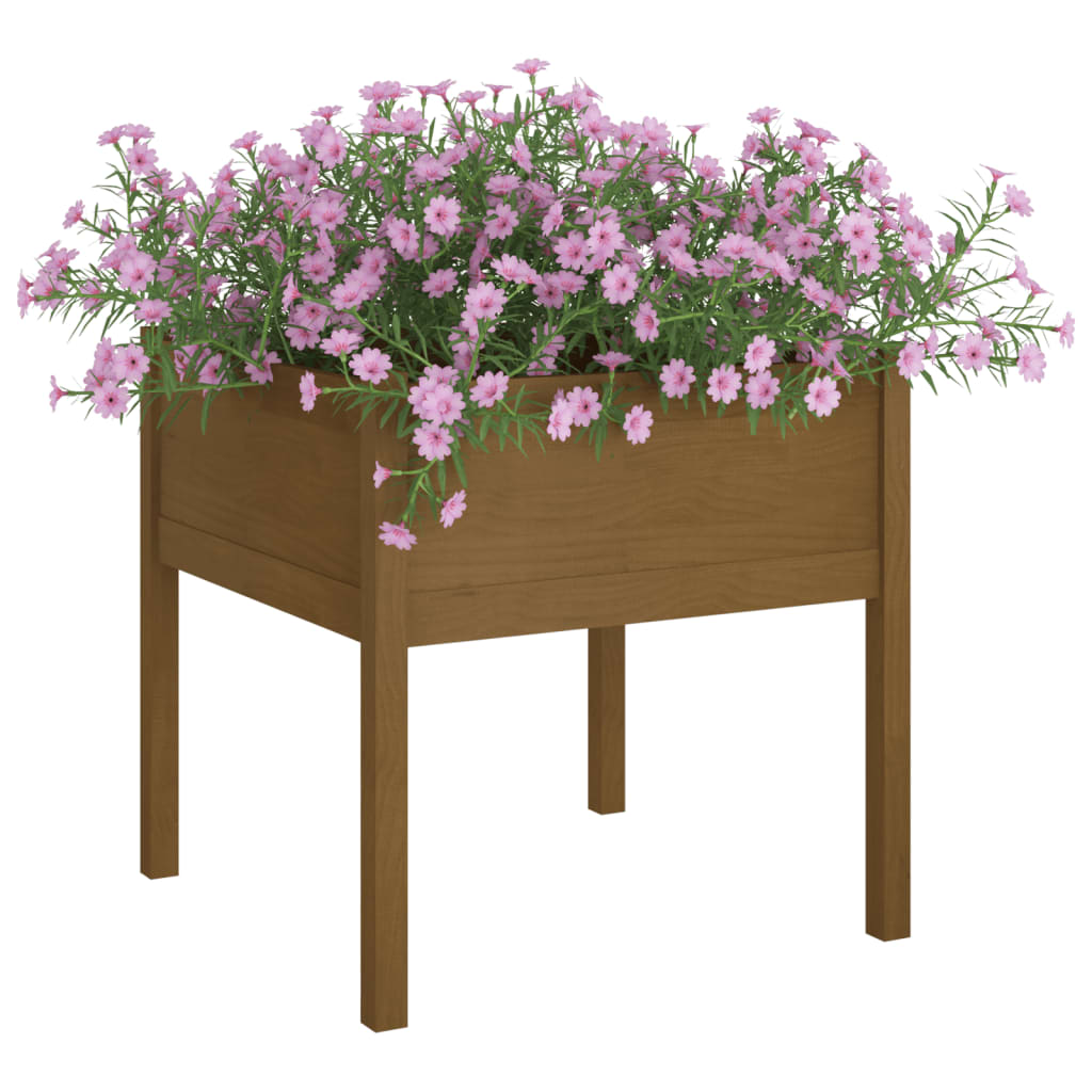 Plantekasse honningbrun 70x70x70 cm heltre furu