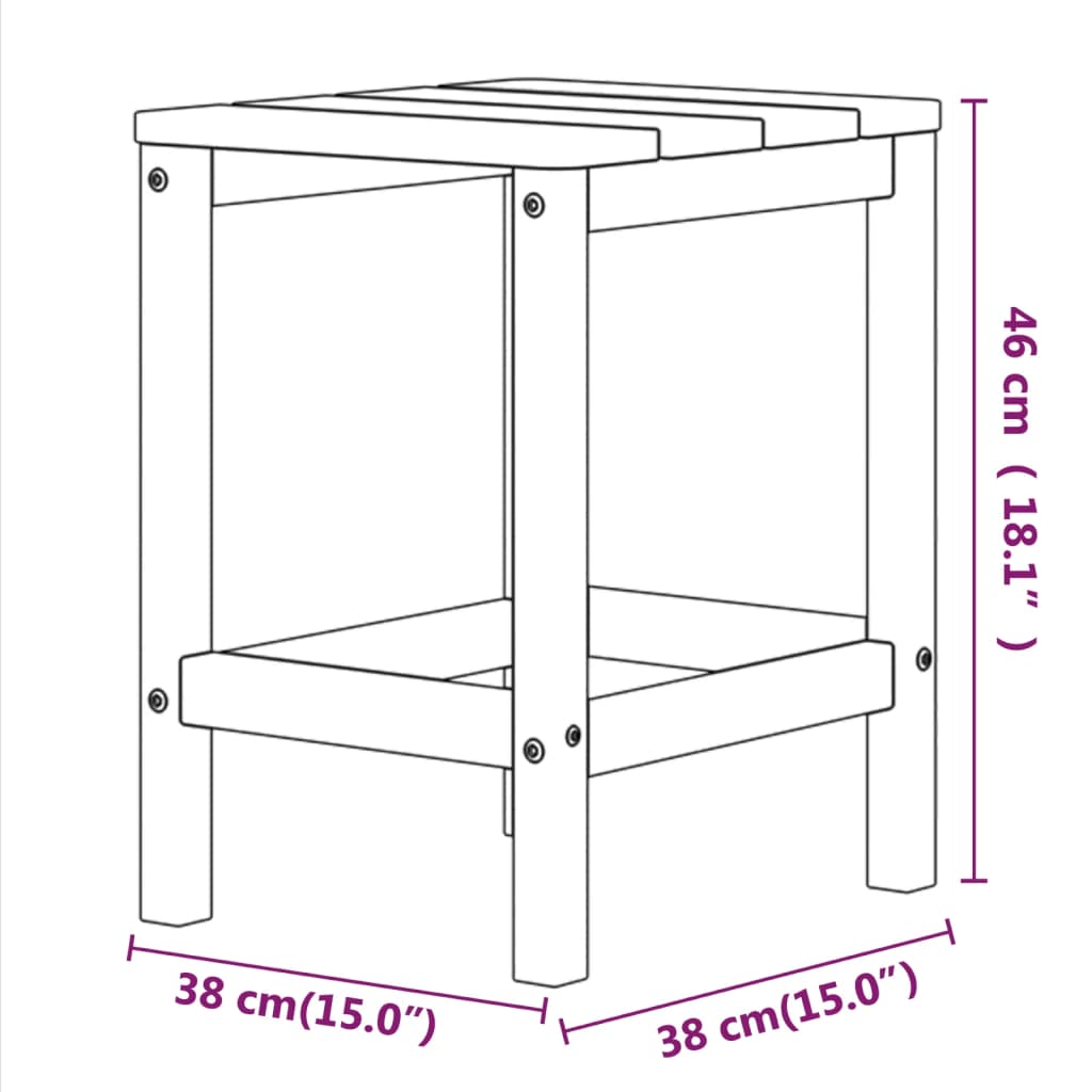 Adirondack hagebord hvit 38x38x46 cm HDPE