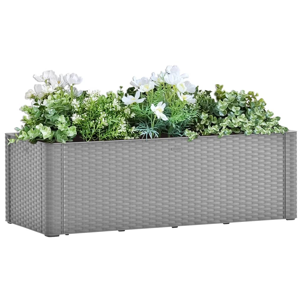 Høybed med selvvanningssystem grå 100x43x33 cm