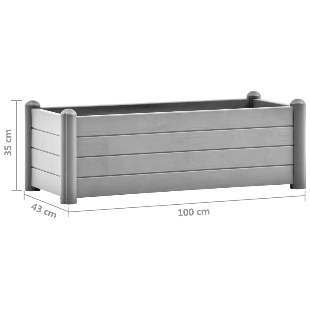Høybed PP steingrå 100x43x35 cm