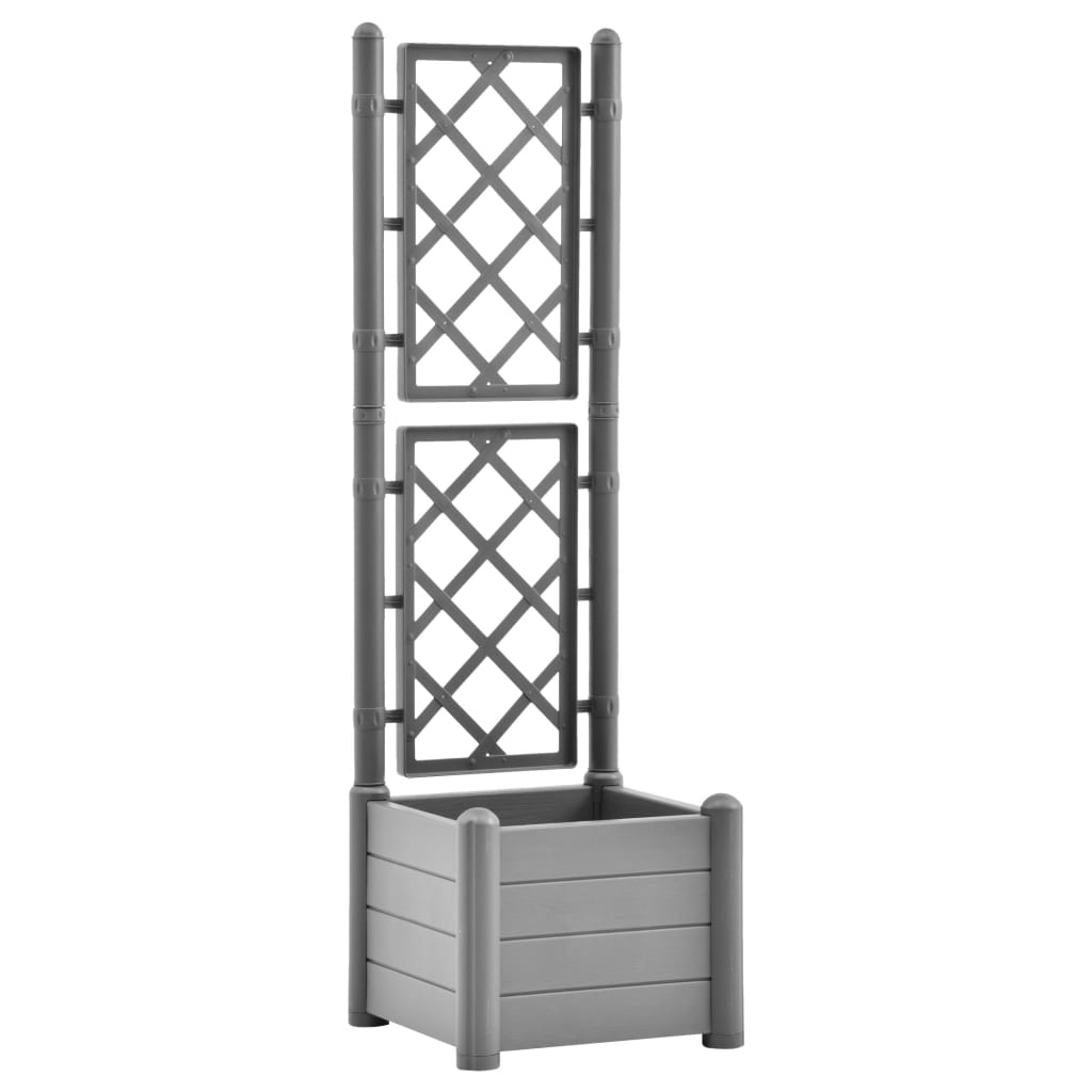 Plantekasse med espalier 43x43x142 cm PP steingrå