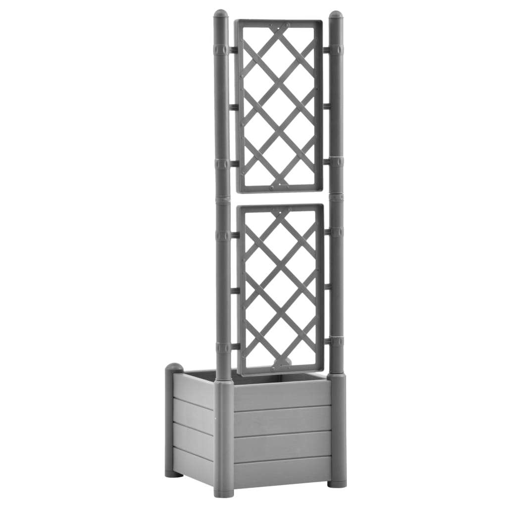 Plantekasse med espalier 43x43x142 cm PP steingrå