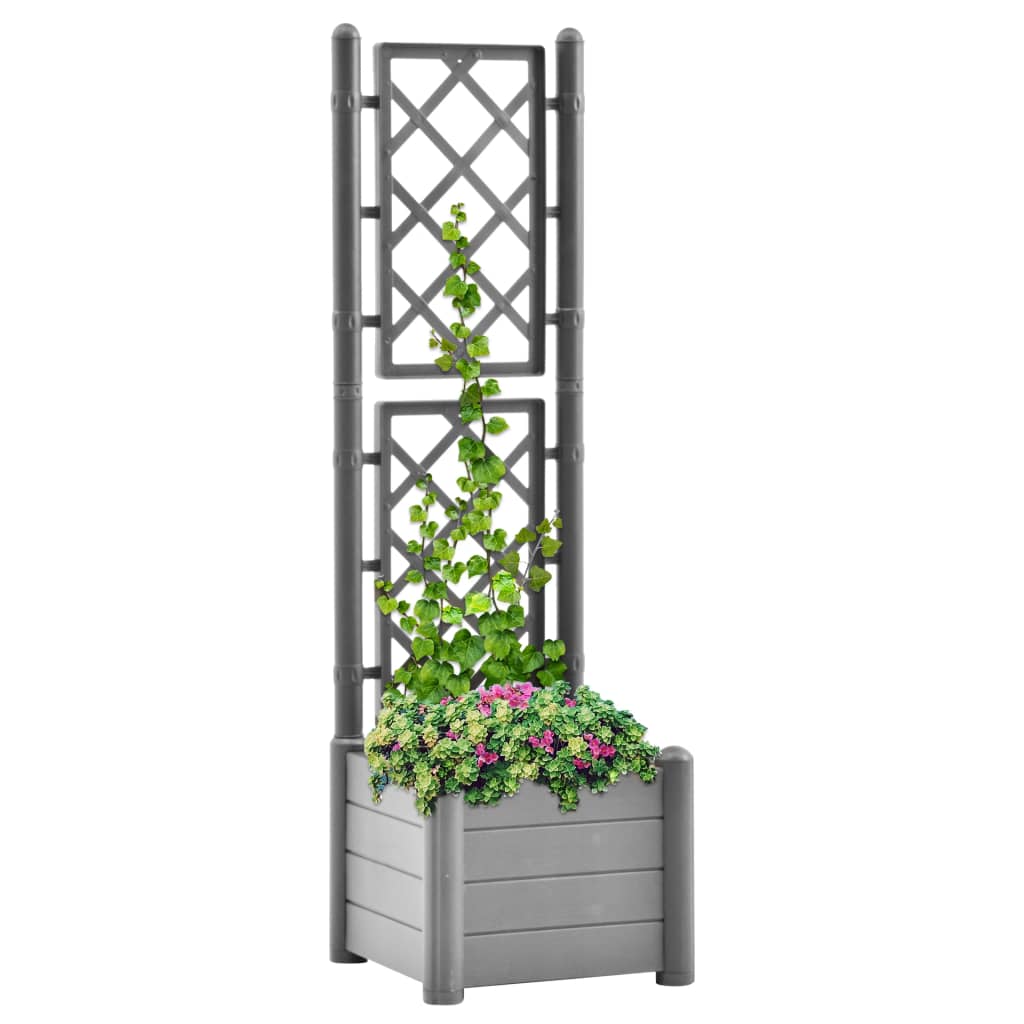 Plantekasse med espalier 43x43x142 cm PP steingrå