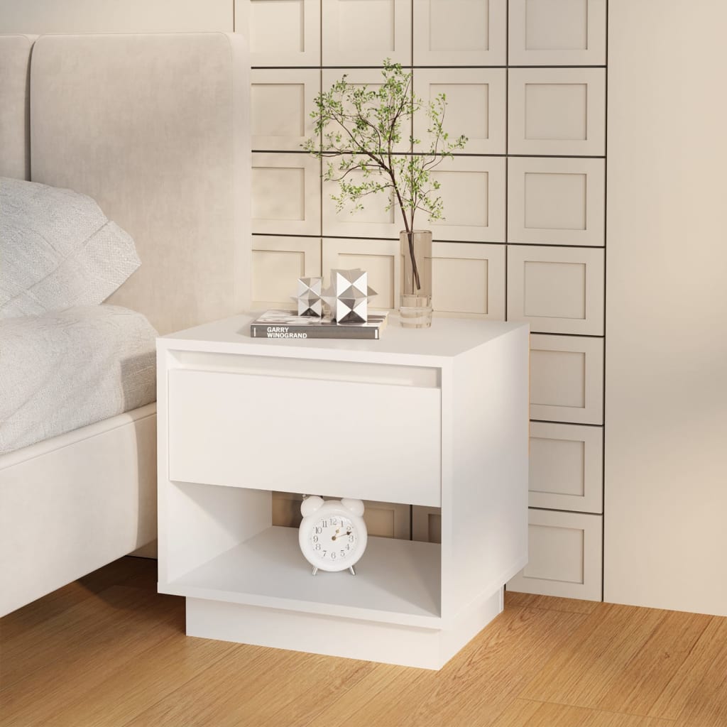 Nattbord hvit 45x34x44 cm konstruert tre