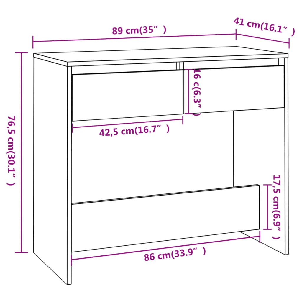 Konsollbord sonoma eik 89x41x76,5 cm stål