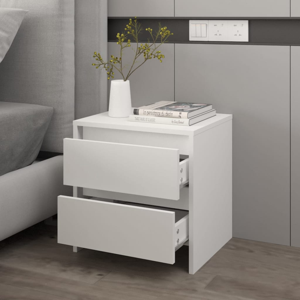 Nattbord hvit 45x34,5x44,5 cm konstruert tre