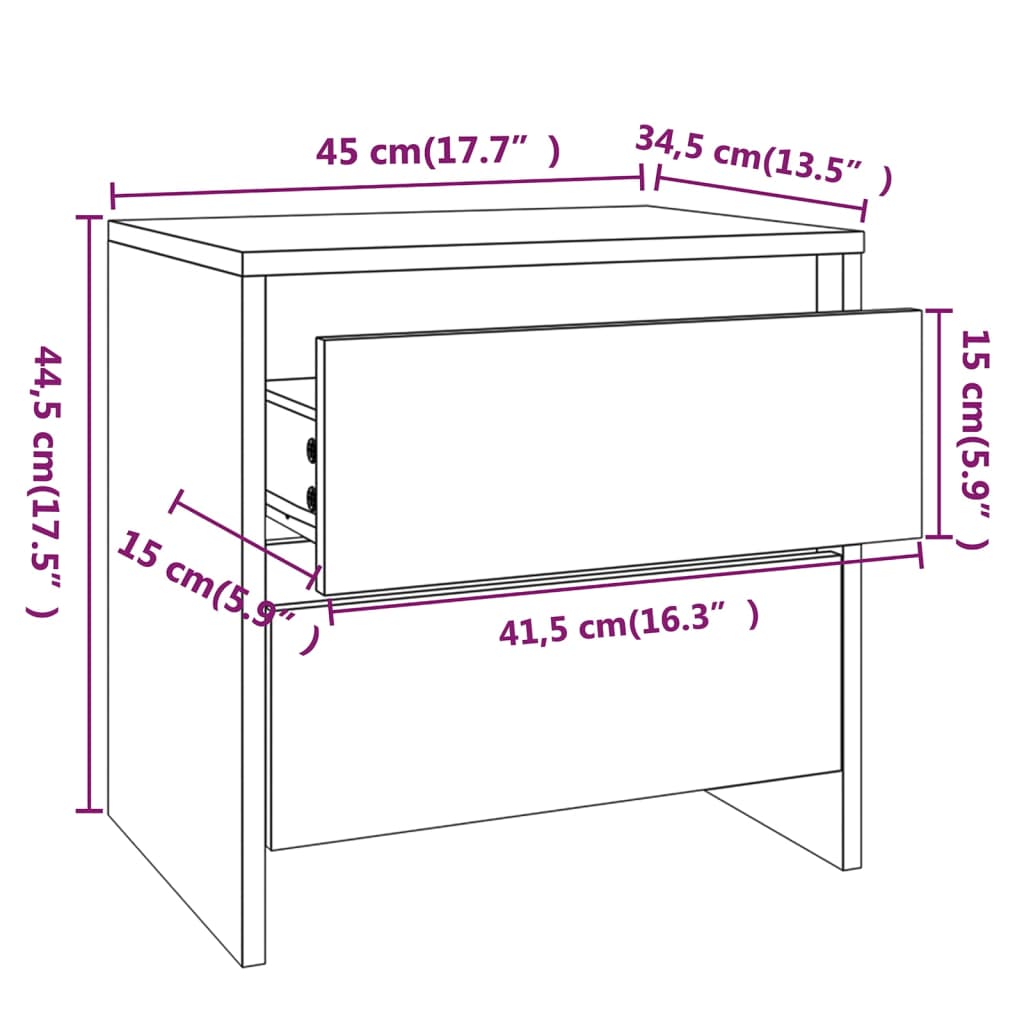 Nattbord sonoma eik 45x34,5x44,5 cm konstruert tre