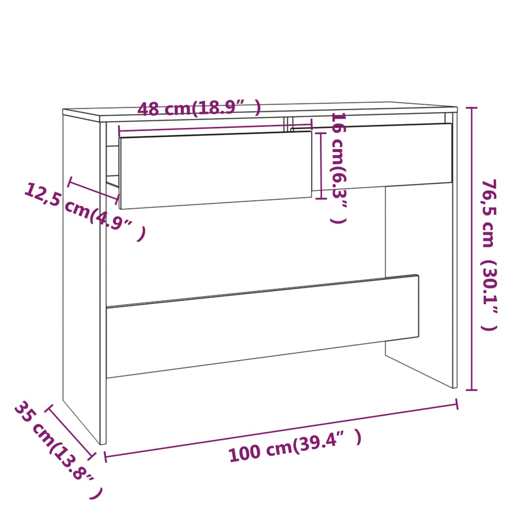 Konsollbord røkt eik 100x35x76,5 cm sponplate