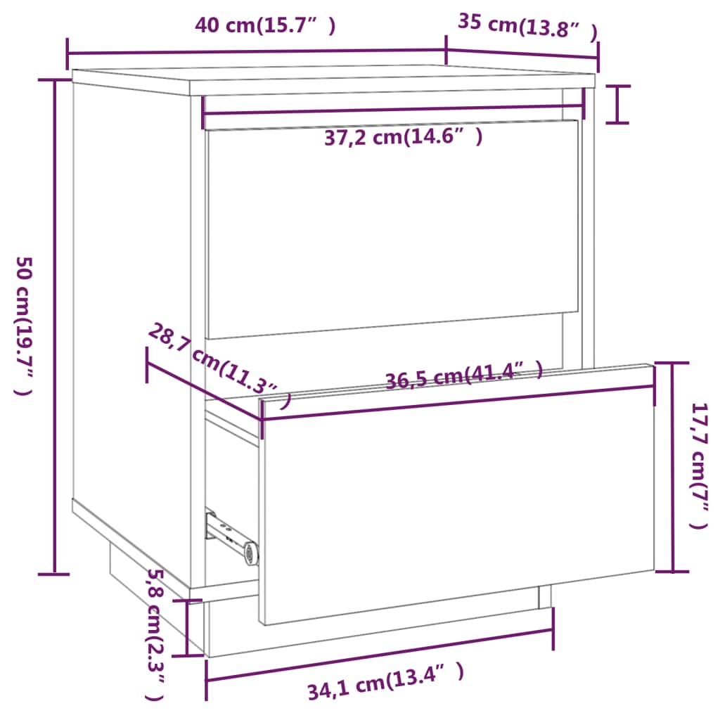 Nattbord 40x35x50 heltre furu