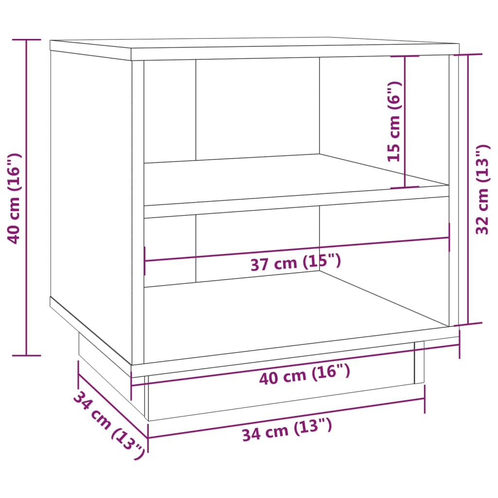 Nattbord 2 stk 40x34x40 cm heltre furu
