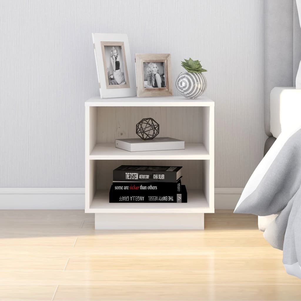 Nattbord 2 stk 40x34x40 cm heltre furu hvit