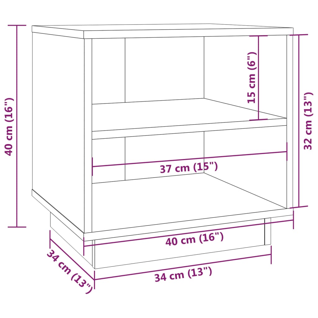 Nattbord 2 stk 40x34x40 cm heltre furu hvit