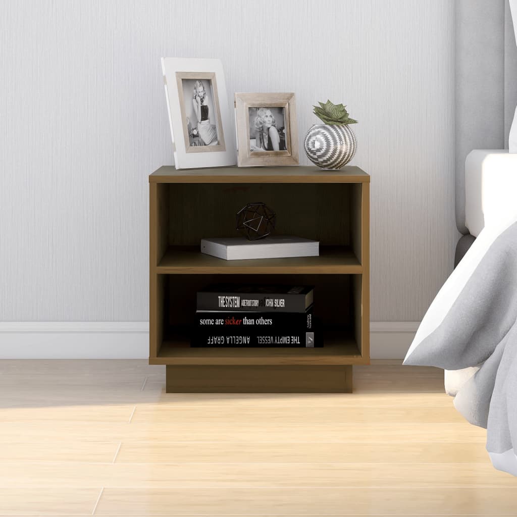 Nattbord 2 stk honningbrun 40x34x40 cm heltre furu