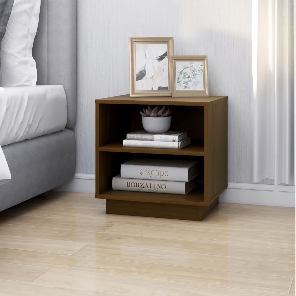 Nattbord 2 stk honningbrun 40x34x40 cm heltre furu