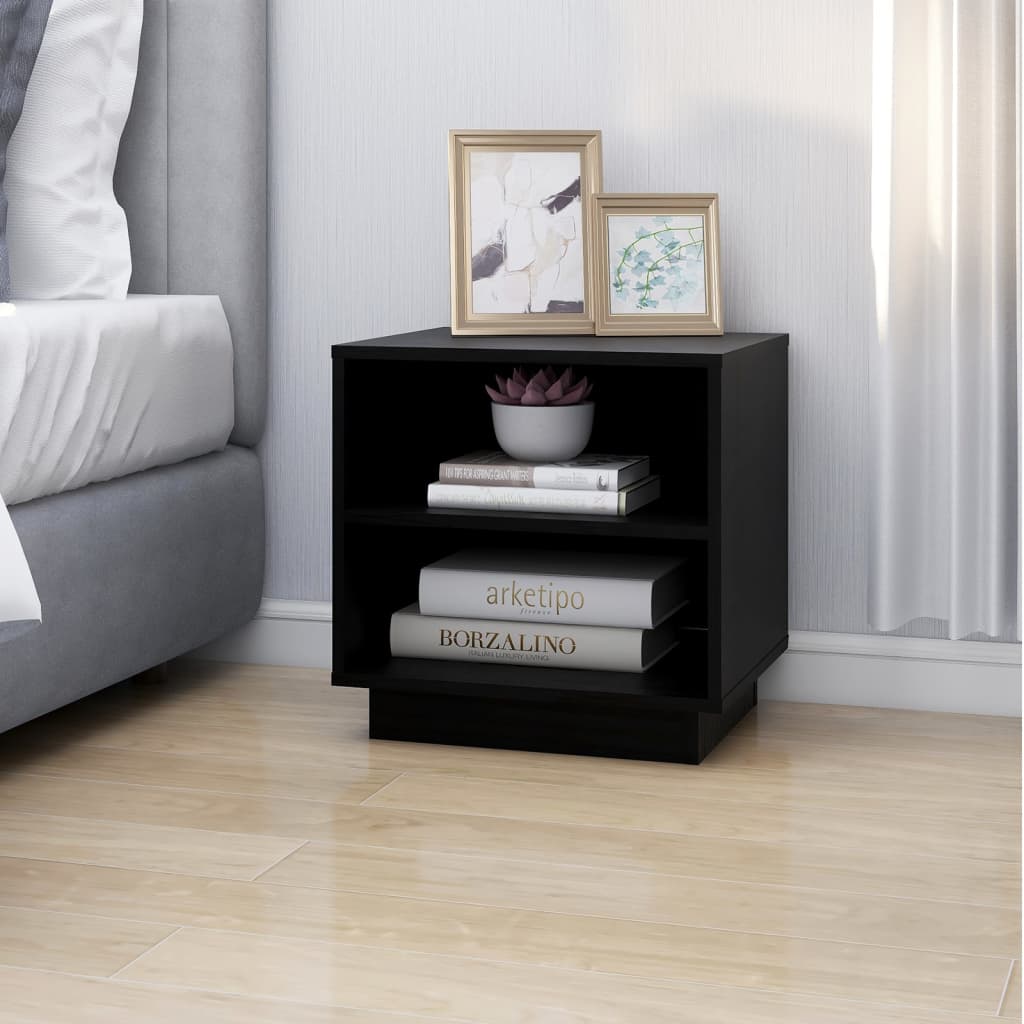 Nattbord 2 stk 40x34x40 cm heltre furu svart