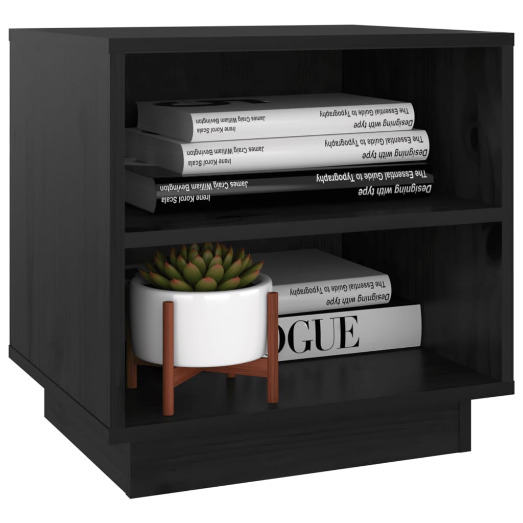 Nattbord 2 stk 40x34x40 cm heltre furu svart
