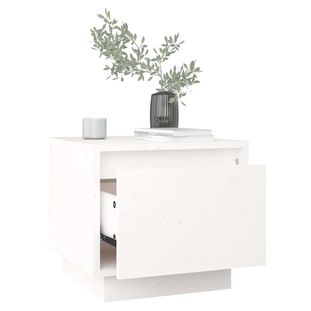 Nattbord 2 stk hvit 35x34x32 cm heltre furu