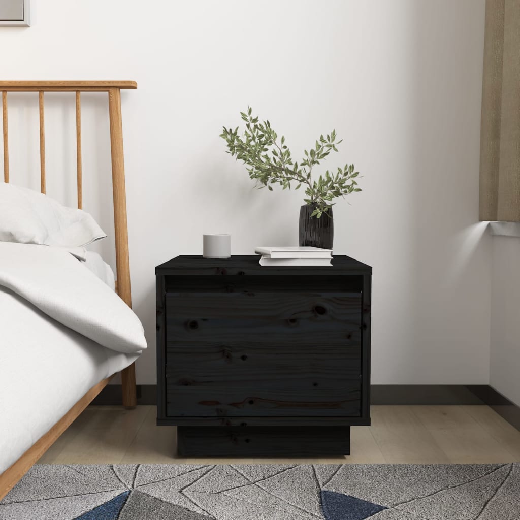Nattbord 2 stk svart 35x34x32 cm heltre furu