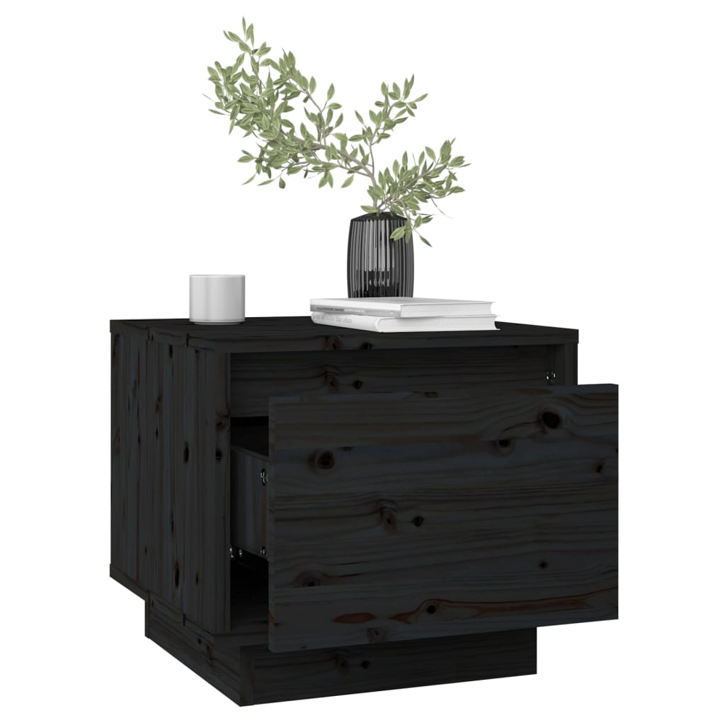 Nattbord 2 stk svart 35x34x32 cm heltre furu