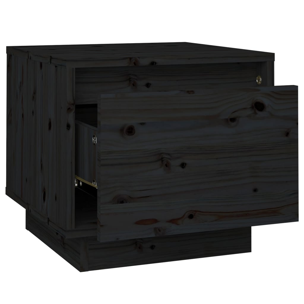 Nattbord 2 stk svart 35x34x32 cm heltre furu
