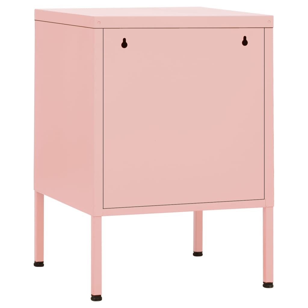 Nattbord 2 stk rosa 35x35x51 cm stål