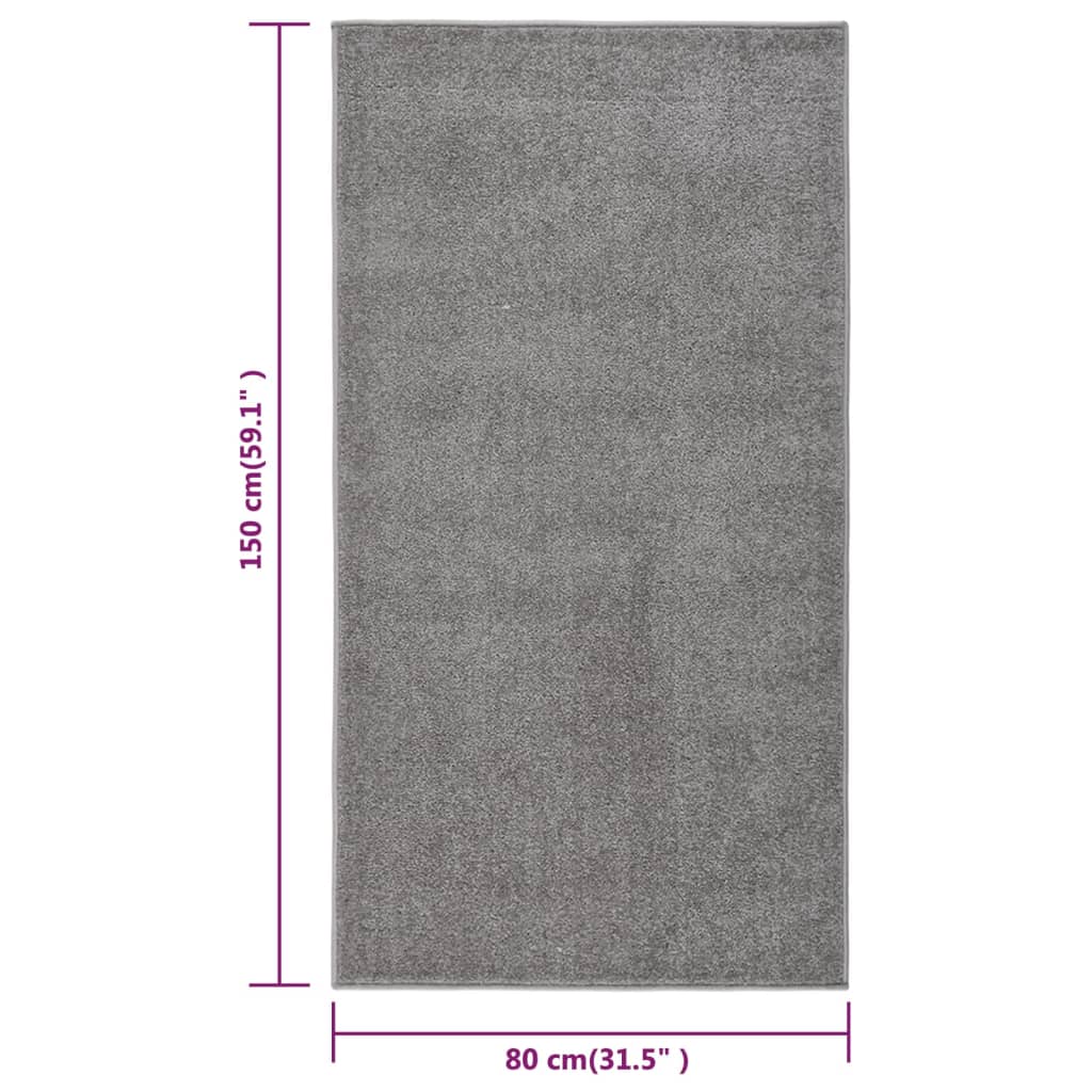 Teppe med kort luv 80x150 cm grå